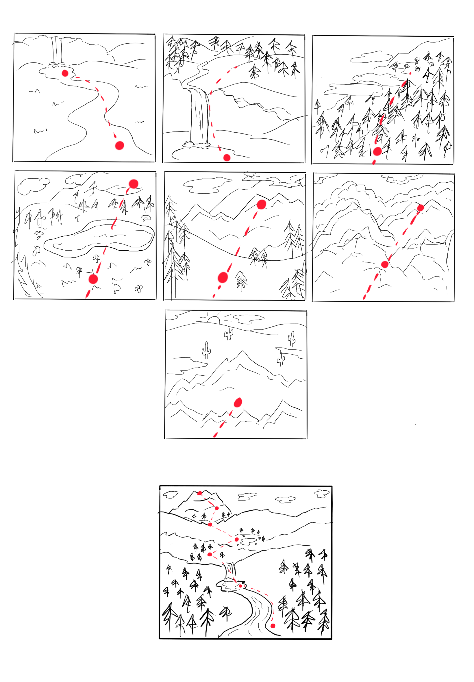 Rough environment progression sketches